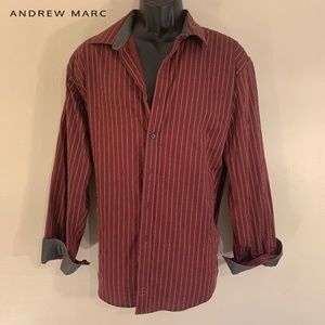 Andrew Marc Texture Stripe Dress XL 17.5 neck / 34-35 100% cotton